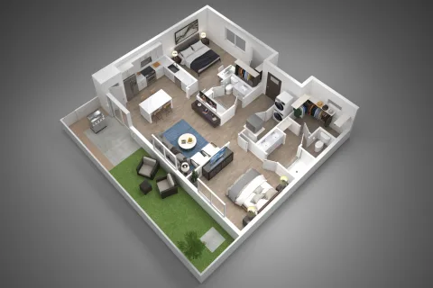 two-bedroom two-bathroom floorplan
